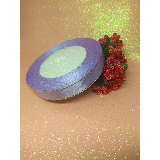 Лента атласная с люрексом 1,2 см*25 ярдов цв. светло-фиолетовый, цена за катушку